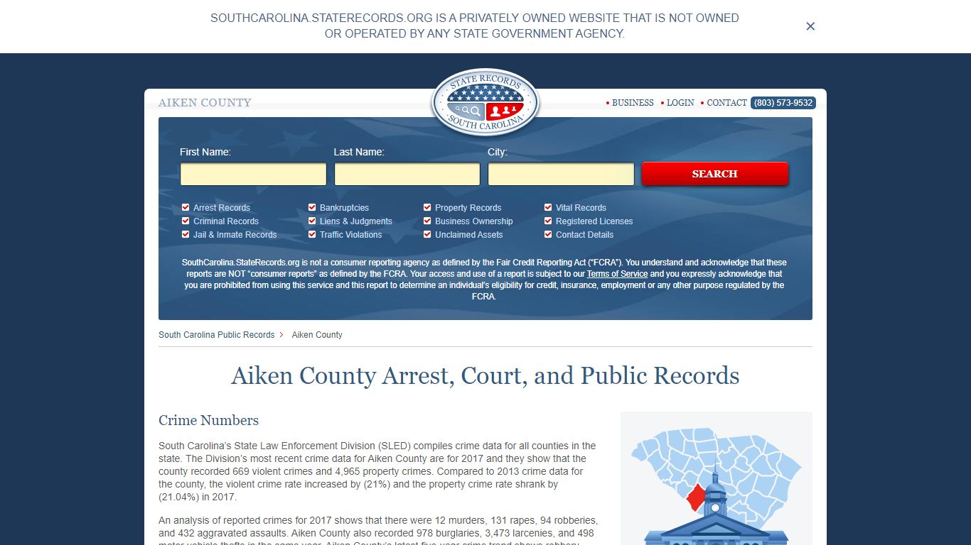 Aiken County Arrest, Court, and Public Records